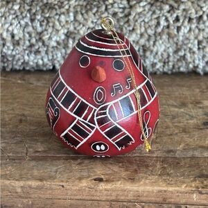 Hand-Painted Red Gourd Bird Ornament